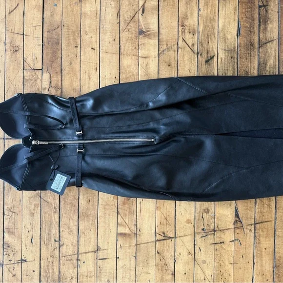 Honey Birdette Bkack Faux Leather Emily Bustier Bodycon Dress - Picture 9 of 13